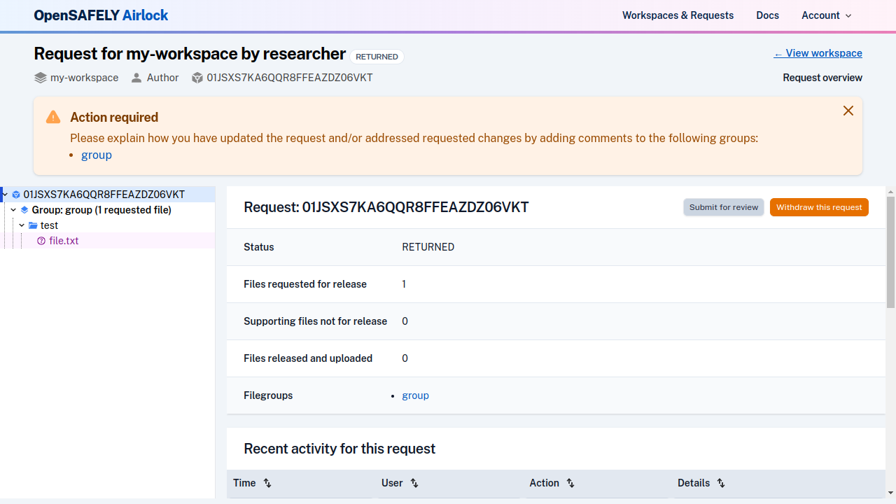 Withdraw request button